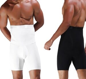 Male High Waist Compression Boxer Shorts Tummy Control Butt Lifter Body Shaper XL Black Briefs