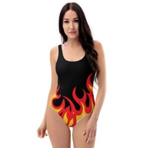 Women's Swimsuit Fire & Flames, Couples Matching Swimsuits, Rave Outfit, Festival Swimwear, Honeymoon Swimsuits One-Piece