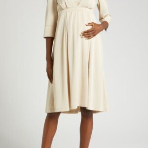 Marion Sarah Empire Waist Maternity/Nursing Dress in Beige at Nordstrom, Size X-Large