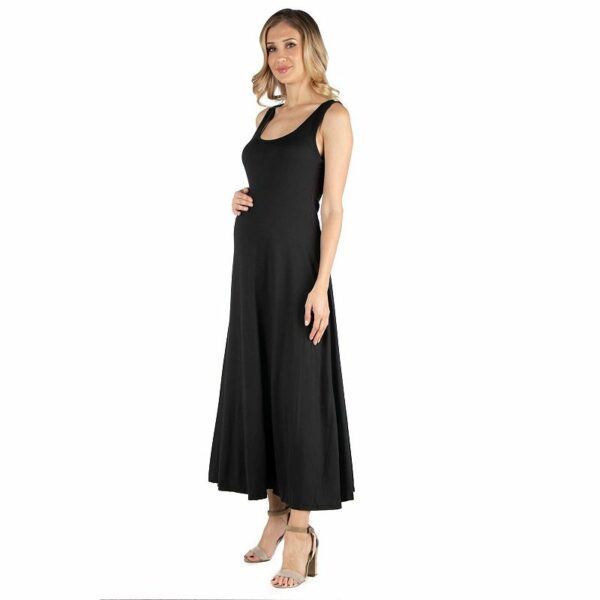 Maternity 24Seven Comfort Slim Fit A-Line Sleeveless Maxi Dress, Women's, Size: Medium-Mat, Black