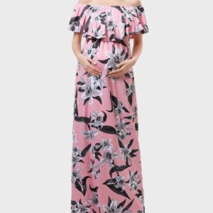 Maternity Clara Floral Off-Shoulder Maxi Dress