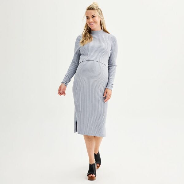 Maternity Sonoma Goods For Life® Side Slit Nursing Sweater Dress, Women's, Size: XXL-MAT, Grey