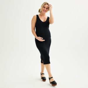 Maternity Sonoma Goods For Life® Sleeveless V-Neck Sweater Dress, Women's, Size: XXL-MAT, Pitch Black