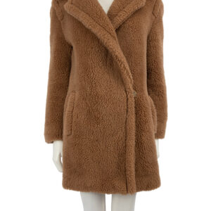 Max Mara Brown Camel Wool Silk Lined Teddy Coat