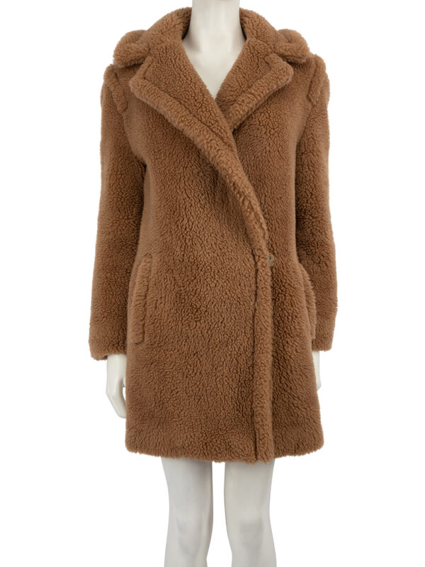 Max Mara Brown Camel Wool Silk Lined Teddy Coat