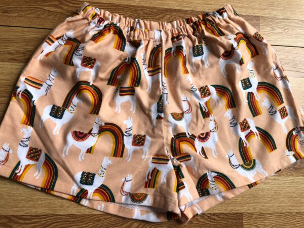 Med/Llama Rainbow Flannel Pajama Shorts, Pj Dorm Shorts. Pjs, Lounge Shorts