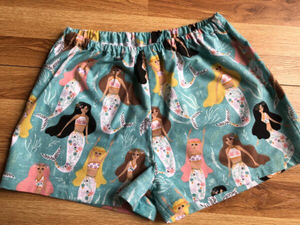 Medium-Mermaid Flannel Pajama Shorts, Pj Dorm Shorts. Pjs, Lounge Shorts