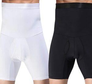 Men High Waist Compression Boxer Shorts Tummy Control Body Shaper M White Briefs