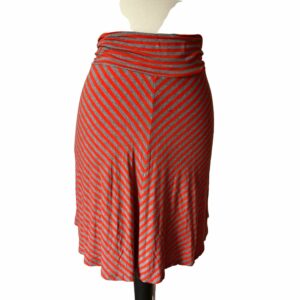 Merona Cinched Waist Flowy Skirt Size L Grey And Orange Stripe, Women's