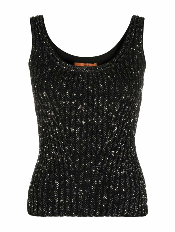 Missoni Black Metallic-threading Ribbed Tank Top