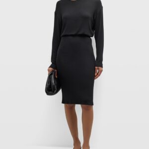 Modal Rib Cinched-Waist Midi Dress