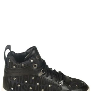 Moschino Logo-printed High-top Lace-up Sneakers