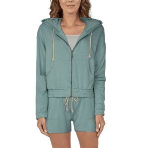 Natural Reflections French Terry Cinch-Waist Long-Sleeve Hoodie For Ladies - Blue Surf - L