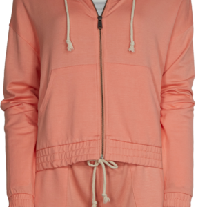 Natural Reflections French Terry Cinch-Waist Long-Sleeve Hoodie For Ladies - Peach Pink - XL