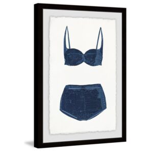 'Navy Bikini' Framed Painting Print - Multi-Color