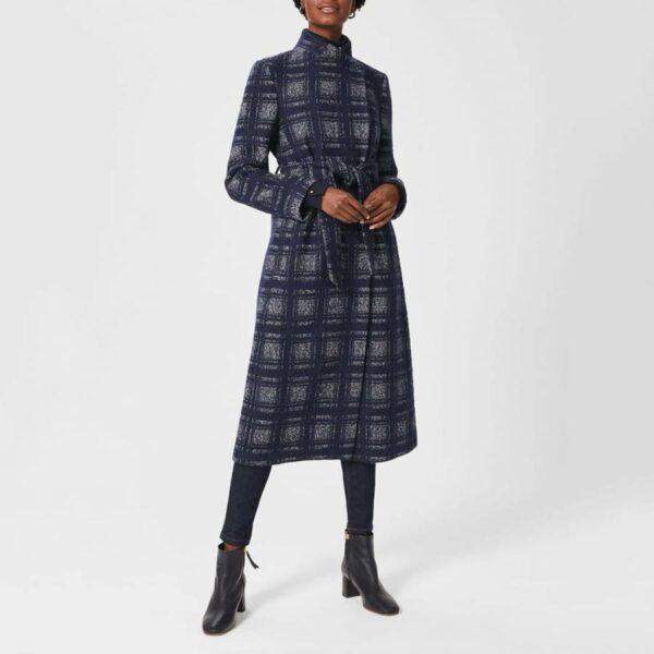 Navy Meghan Wrap Wool Blend Coat