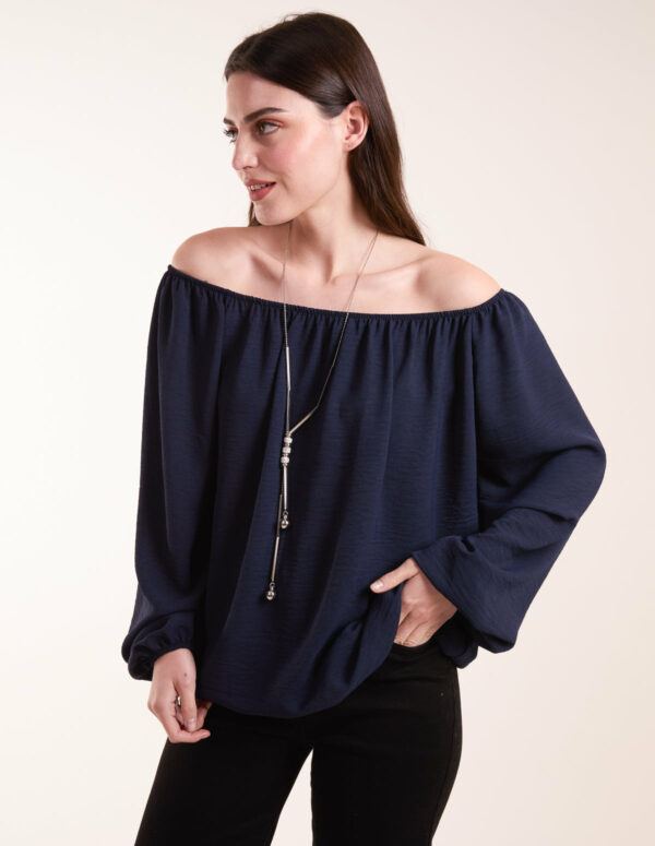 Necklace Bardot Elasticated Top - M/L / NAVY