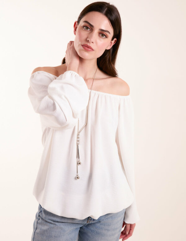 Necklace Bardot Elasticated Top - S/M / IVORY