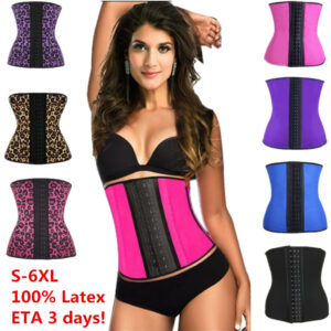 New Women Latex Rubber Waist Training Body Shaper Cincher Underbust Corset