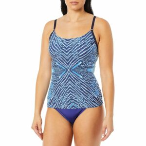 Calvin Klein Women's Over The Shoulder Tankini Swimsuit (Navy Navy) Women's Swimwear