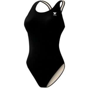 Women's TYR Solid Max Back Suit One Piece Swimsuit Competitive 42 Black