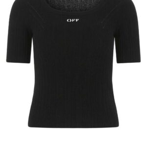 Off-White Logo Printed Ribbed Top