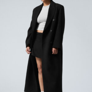 Oversized Double-Breasted Wool-Blend Coat