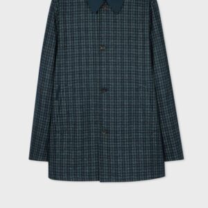 PS Paul Smith Navy Recycled Wool-Blend Cropped Coat Blue