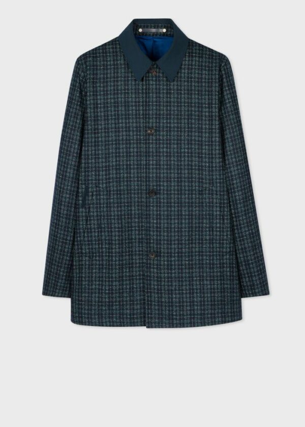 PS Paul Smith Navy Recycled Wool-Blend Cropped Coat Blue