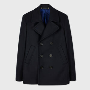 PS Paul Smith Navy Wool-Cashmere Pea Coat Blue