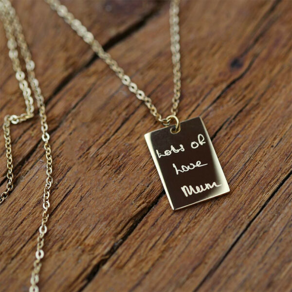 Personalised Gold Necklace Own Handwriting Engraving