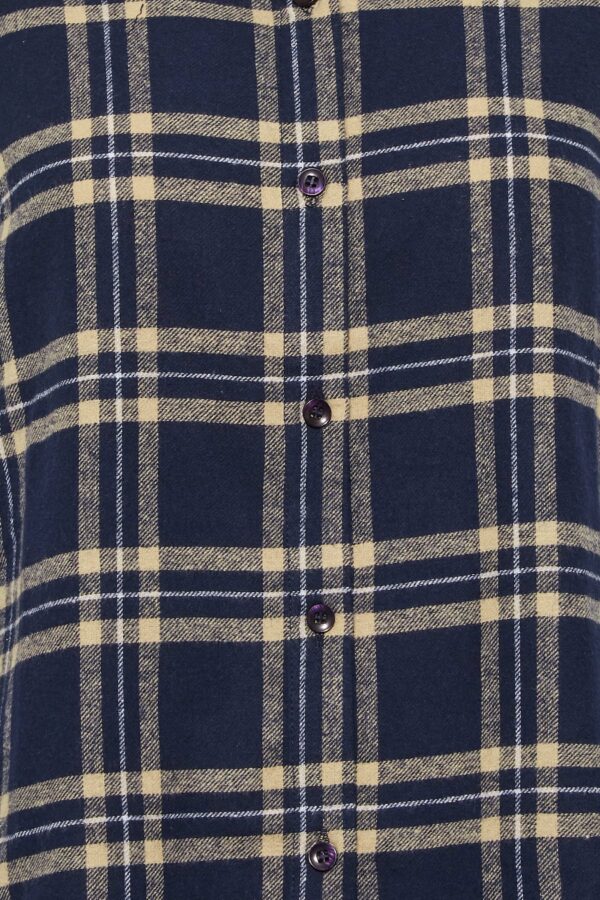 Pixiegirl Navy Blue & Yellow Check Boyfriend Shirt 16 Pixiegirl | Petite Women's Printed Tops