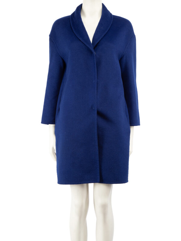 Prada Royal Blue Wool Mid Length Coat