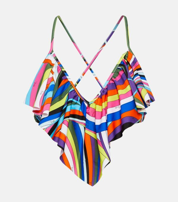 Pucci Printed ruffled bikini top