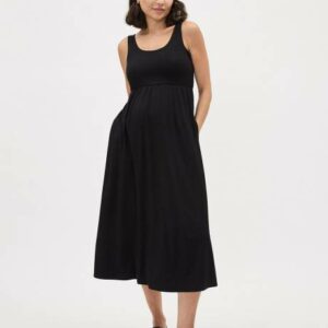 RW&CO. - Fit and Flare Sleeveless Midi Dress with Pockets - Thyme Maternity - Black - XXL