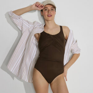 Women's SlenderSuit Carmela Tummy Control Chlorine Resistant One Piece Swimsuit - Lands' End - Brown - 18