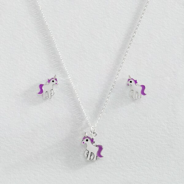 Revere Sterling Silver Enamel Stud Earrings And Necklace Set