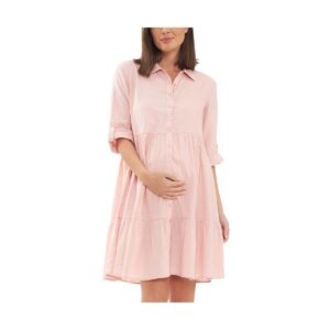 Ripe Maternity Adel Button Through Linen Shirt Dress Soft Pink - Soft pink