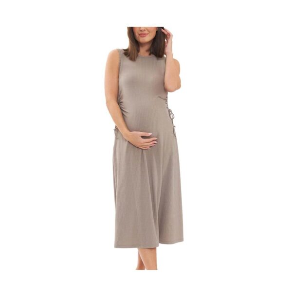 Ripe Maternity Carol Rib A-line Cut Out Dress Taupe - Taupe