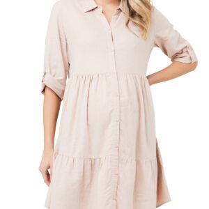 Ripe Maternity Maternity Adel Button Through Dress - Peachy Pink