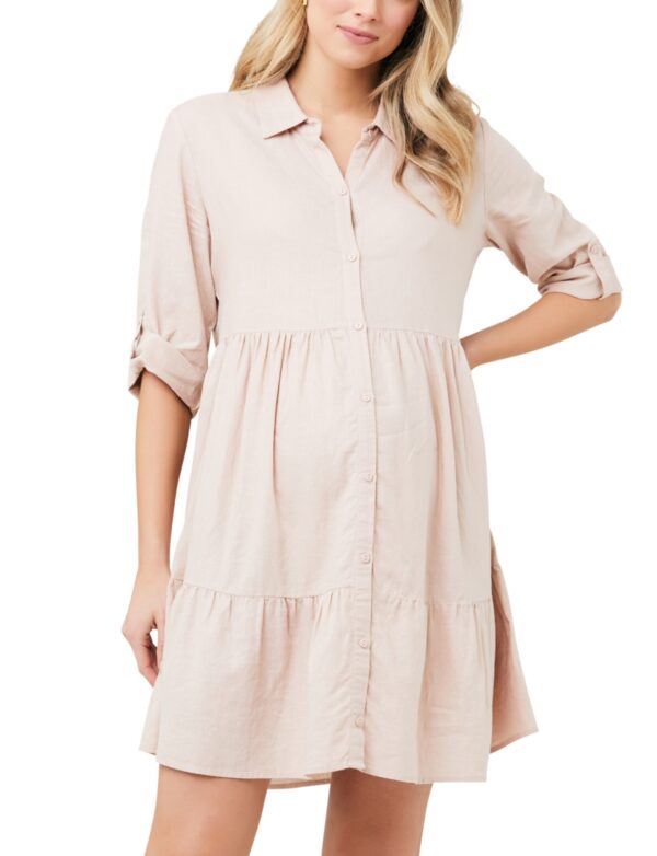 Ripe Maternity Maternity Adel Button Through Dress - Peachy Pink