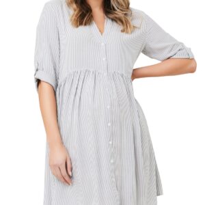 Ripe Maternity Maternity Sam St Shirt Dress - Slate White