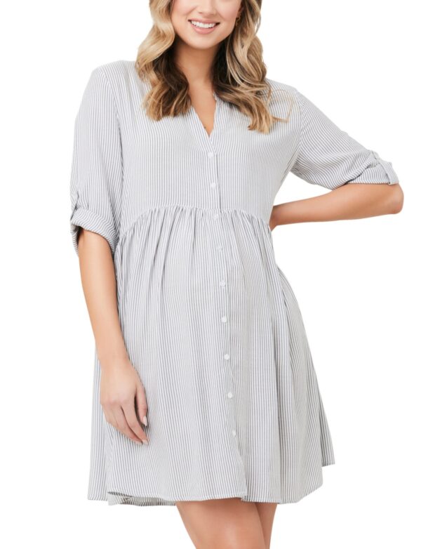 Ripe Maternity Maternity Sam St Shirt Dress - Slate White