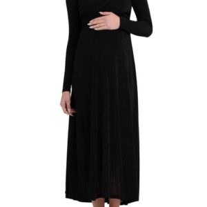 Ripe Maternity Portia Twist Front Long Sleeve Maternity/Nursing Dress in Black at Nordstrom, Size Small