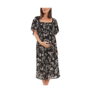 Ripe Maternity Trina Shirred Dress Black/Natural - Black/natural