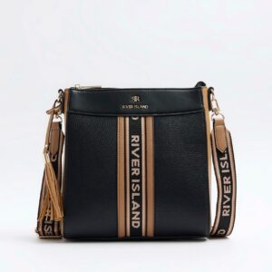 River Island Webbing messenger cross body bag in black