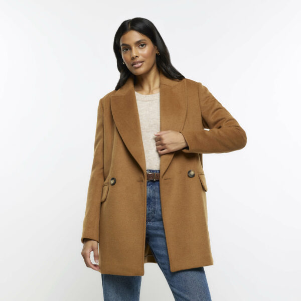 River Island Womens Brown Wool Blend Blazer Coat