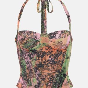 Roberta Einer Printed halterneck bustier top