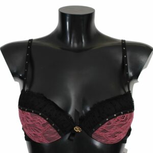 Roberto Cavalli Elegant Black Lace Push-Up Women's Bra