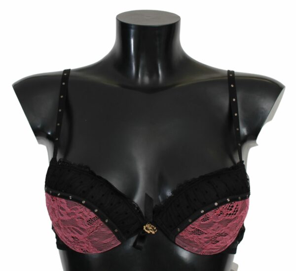 Roberto Cavalli Elegant Black Lace Push-Up Women's Bra